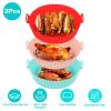 3Pcs Reusable Foldbale Air Fryer Silicone Pot 464°F Heat Resistant Round Replacement Of Parchment Liners 3 Food Grade Baking Basket Pans For 4+Quart A