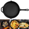 Pre-Seasoned Cast Iron Skillet Oven Safe Cookware Heat-Resistant Holder 12Inch Large Frying Pan Non-Stick Like Surface Cooking Frying Searing Baking