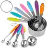 12Pcs Measuring Cups Spoons Set Stainless Steel Kitchen Measurement Tool For Cooking Baking Dry Spices Liquid Ingredients Easy To Read Markings