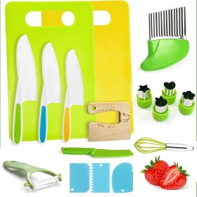 17Pcs Montessori Kitchen Tools Toddlers-Kids Cooking Sets Real-Toddler Safe Knives Set Kitchen Cookware Baking Toy Sets Educational Gift For 3-12 Year