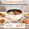 6L/1.59Gal Electric Hot Pot With Divider And Lid 2000W Stainless Steel With 2 Heat Settings Independent Control Overheat Protection Ladle & Slotted Sp