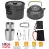 12Pcs Camping Cookware Set Camping Stove Aluminum Pot Pans Kit For Hiking Picnic Outdoor With Cup Fork Spoon Knife
