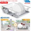 3Pcs Dish Drainer Drying Rack Set Drainer Drain Board Dish Rack K W/ Plastic Cutlery Holder Drain Board