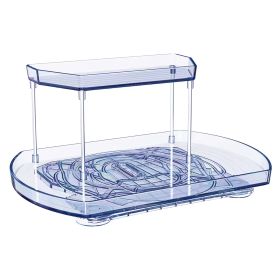 2 Tier Turntable Organizer Rectangular Refrigerator Spinner Storage Rack With 360° Rotatable Slide Rail For Kitchen Cabinet Countertop