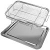 2Pcs Air Fryer Basket Tray 15.35X11.61In Stainless Steel Rustproof Non-Stick Oven Pan And Tray For Bake Grill Crispy Food Dishwasher Safe