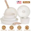 9Pcs Nonstick Cookware Set Kitchen Pots And Pans Set With Detachable Handles Tempered Glass Lids Dishwasher Oven Safe Aluminum Alloy Kitchen Cookware