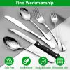 48-Piece Silverware Set Stainless Steel Flatware Cutlery Set Tableware Eating Utensils For 8 With Knife Fork Spoon Dishwasher Safe For Home Kitchen Re