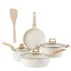 Kitchen Cookware Set Pots And Pans Set White Nonstick Granite Coating Dishwasher Safe Fast Even Heat Induction Frying Pan Stockpot Sauce Pan