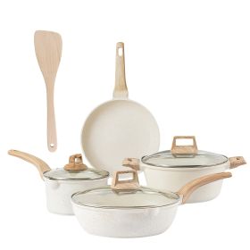 Kitchen Cookware Set Pots And Pans Set White Nonstick Granite Coating Dishwasher Safe Fast Even Heat Induction Frying Pan Stockpot Sauce Pan