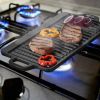 1Pack 16.54In Cast Iron Griddle Plate Reversible Grill Pan Double Sided Used W/ Handles For Gas Stove Ceramic Oven Campfire