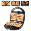 5 In 1 Electric Sandwich Maker Waffle Panini Press Grill Mini Donut Egg Roll With Removable Non-Stick Plates Cool Touch Handle For Breakfast Steak Toa