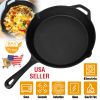 Pre-Seasoned Cast Iron Skillet Oven Safe Cookware Heat-Resistant Holder 12Inch Large Frying Pan Non-Stick Like Surface Cooking Frying Searing Baking