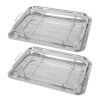 2Pcs Air Fryer Basket Tray 15.35X11.61In Stainless Steel Rustproof Non-Stick Oven Pan And Tray For Bake Grill Crispy Food Dishwasher Safe
