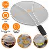Grease Splatter Screen 13In Stainless Steel Fine Mesh Splash Mesh Shield Hot Oil Stopper W/ Resting Feet For Frying Pan Cooking Woks Skillets Pots Pan