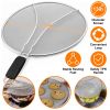 Grease Splatter Screen 13In Stainless Steel Fine Mesh Splash Mesh Shield Hot Oil Stopper W/ Resting Feet For Frying Pan Cooking Woks Skillets Pots Pan