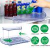 2 Tier Turntable Organizer Rectangular Refrigerator Spinner Storage Rack With 360° Rotatable Slide Rail For Kitchen Cabinet Countertop