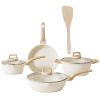 Kitchen Cookware Set Pots And Pans Set White Nonstick Granite Coating Dishwasher Safe Fast Even Heat Induction Frying Pan Stockpot Sauce Pan