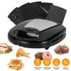 5 In 1 Electric Sandwich Maker Waffle Panini Press Grill Mini Donut Egg Roll With Removable Non-Stick Plates Cool Touch Handle For Breakfast Steak Toa