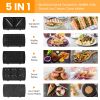 5 In 1 Electric Sandwich Maker Waffle Panini Press Grill Mini Donut Egg Roll With Removable Non-Stick Plates Cool Touch Handle For Breakfast Steak Toa