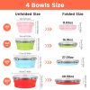 4Pcs Collapsible Bowls With Lids, Silicone Folding Food Storage Containers, Space Saving Camping Bowls, Microwave & Freezer & Dishwasher Safe Meal Pre