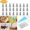 24Pcs Cake Decorating Supplies Kit Stainless Steel Diy Baking Supplies Icing Tips With Pastry Bags & Disposable Coupler & Storage Case