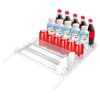 Drink Organizer For Fridge Spring Loaded Beverage Dispenser Width Adjustable Drink Holder With Automatic Pusher Glide 5 Rows Hold Up To 25 Cans Bottle