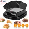 5 In 1 Electric Sandwich Maker Waffle Panini Press Grill Mini Donut Egg Roll With Removable Non-Stick Plates Cool Touch Handle For Breakfast Steak Toa