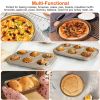5Pcs Nonstick Bakeware Set Baking Tray Ovenware Sheet Kit W/ 6-Cup Muffin Pan Square Pan Loaf Pan Pizza Pan Live Bottom Round Cake Pan