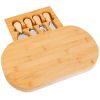 Oval Bamboo Cheese Board Knife Set Wooden Cheese Serving Platter Tray With 4 Stainless Steel Knives Pull-Out Storage Drawer For Wedding Birthdays