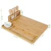Bamboo Cheese Board Charcuterie Cheese Platter Board Serving Tray With Cutlery Set For Wedding Birthdays Christmas