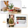 2Pcs Magnetic Spice Racks For Refrigerator With Paper Towel Holder Hooks Kitchen Space-Saving Foldable Fridge Magnet Organizer For Oven Microwave Wash
