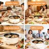 6L/1.59Gal Electric Hot Pot With Divider And Lid 2000W Stainless Steel With 2 Heat Settings Independent Control Overheat Protection Ladle & Slotted Sp