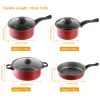 7Pcs Nonstick Cookware Set Nonstick Pots Pans Kitchenware Set With 2 Sauce Pans 1 Fry Pan 1 Casserole 3 Lids Indoor Outdoor Use
