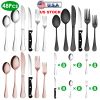 48-Piece Silverware Set Stainless Steel Flatware Cutlery Set Tableware Eating Utensils For 8 With Knife Fork Spoon Dishwasher Safe For Home Kitchen Re