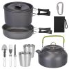 12Pcs Camping Cookware Set Camping Stove Aluminum Pot Pans Kit For Hiking Picnic Outdoor With Cup Fork Spoon Knife