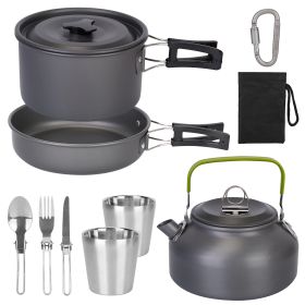 12Pcs Camping Cookware Set Camping Stove Aluminum Pot Pans Kit For Hiking Picnic Outdoor With Cup Fork Spoon Knife