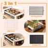 3 In 1 Electric Hot Dog Roller Machine With Grill & Griddle 6-Roller Hot Dog Cooker Smokeless Non-Stick Indoor Outdoor With 3 Temp Levels For Bbq Saus