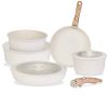 9Pcs Nonstick Cookware Set Kitchen Pots And Pans Set With Detachable Handles Tempered Glass Lids Dishwasher Oven Safe Aluminum Alloy Kitchen Cookware
