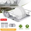 3Pcs Dish Drainer Drying Rack Set Drainer Drain Board Dish Rack K W/ Plastic Cutlery Holder Drain Board