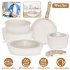 9Pcs Nonstick Cookware Set Kitchen Pots And Pans Set With Detachable Handles Tempered Glass Lids Dishwasher Oven Safe Aluminum Alloy Kitchen Cookware