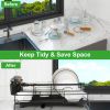 Retractable Dish Drying Rack Extra Large Dish Rack With Drainboard Utensil Holder For Countertop Over Sink Rustproof Expandable