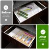 6 In 1 Plastic Wrap And Foil Organizer For Gallon Quart Sandwich Snack Ziplock Bag Bamboo Dispenser With Cutter Kitchen Drawer Storage