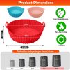 3Pcs Reusable Foldbale Air Fryer Silicone Pot 464°F Heat Resistant Round Replacement Of Parchment Liners 3 Food Grade Baking Basket Pans For 4+Quart A
