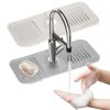 Faucet Splash Mat 14.56X5.51In Silicone Sink Drying Mat Water Drip Catching Tray Water Drainage Pad Sponge Soap Holder For Kitchen Bathroom Sink Fauce