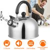2.1Quarts Stainless Steel Whistling Tea Kettle Stovetop Induction Gas Teapot With Insulated Handle Camping Kitchen Office