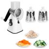 Hand Rotary Vegetable Mandoline Slicer Manual Rotary Fruit Cutter Cheese Grater Grinder Chopper Shredder W/ 3 Stainless Steel Drums Strong Suction Bas