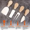 Oval Bamboo Cheese Board Knife Set Wooden Cheese Serving Platter Tray With 4 Stainless Steel Knives Pull-Out Storage Drawer For Wedding Birthdays