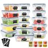 44Pieces Plastic Food Storage Containers With Lids Airtight Leak-Proof Reusable Meal Prep Containers Lunch Container With Labels Marker For Kitchen St