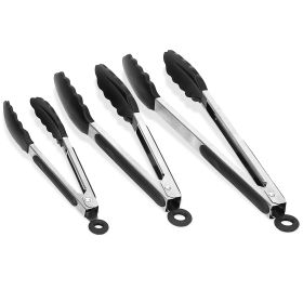 3Pcs Kitchen Tongs Stainless Steel Locking Food Tongs With Silicon Tips Bpa Free Non-Stick Bbq Cooking Grilling Locking Food Tongs High Heat Resistant
