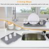 3Pcs Dish Drainer Drying Rack Set Kitchen Dish Rack Countertop Storage Rack W/ Plastic Cutlery Holder Drain Board